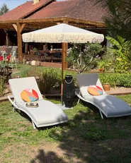 Set of 2 Sun Loungers with Cushions AMELIA Reclining Metal Light Grey_1160220