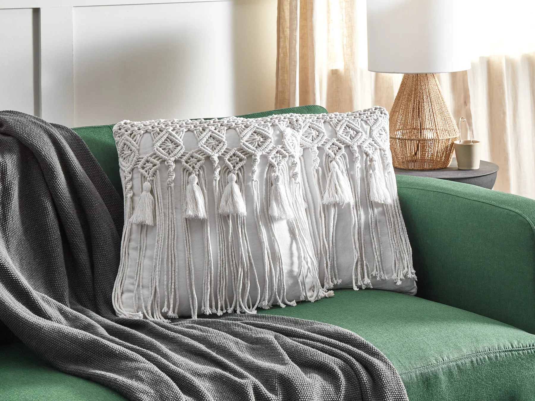 Set of 2 Decorative Cushions BAMIAN 45 x 45 cm Cotton Off-White Geometric Pattern_904655