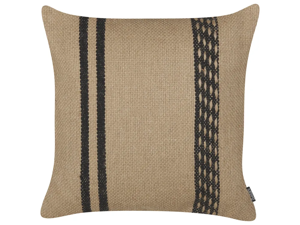 Set of 2 Decorative Cushions DESALIX 45 x 45 cm Jute Beige Striped_887846