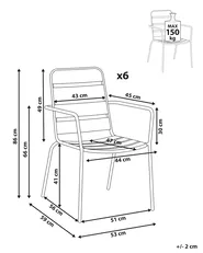 Set of 6 Garden Chairs TERENZO Metal Light Beige_1077644