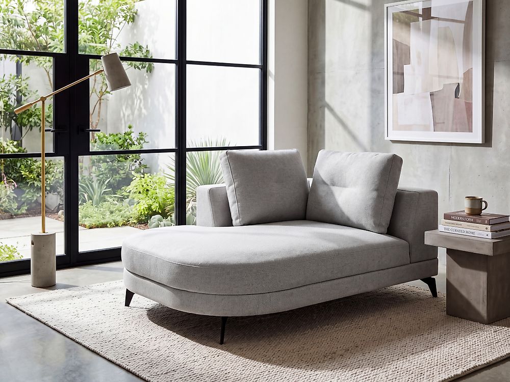 Chaise Longue YURI Faux Linen Grey