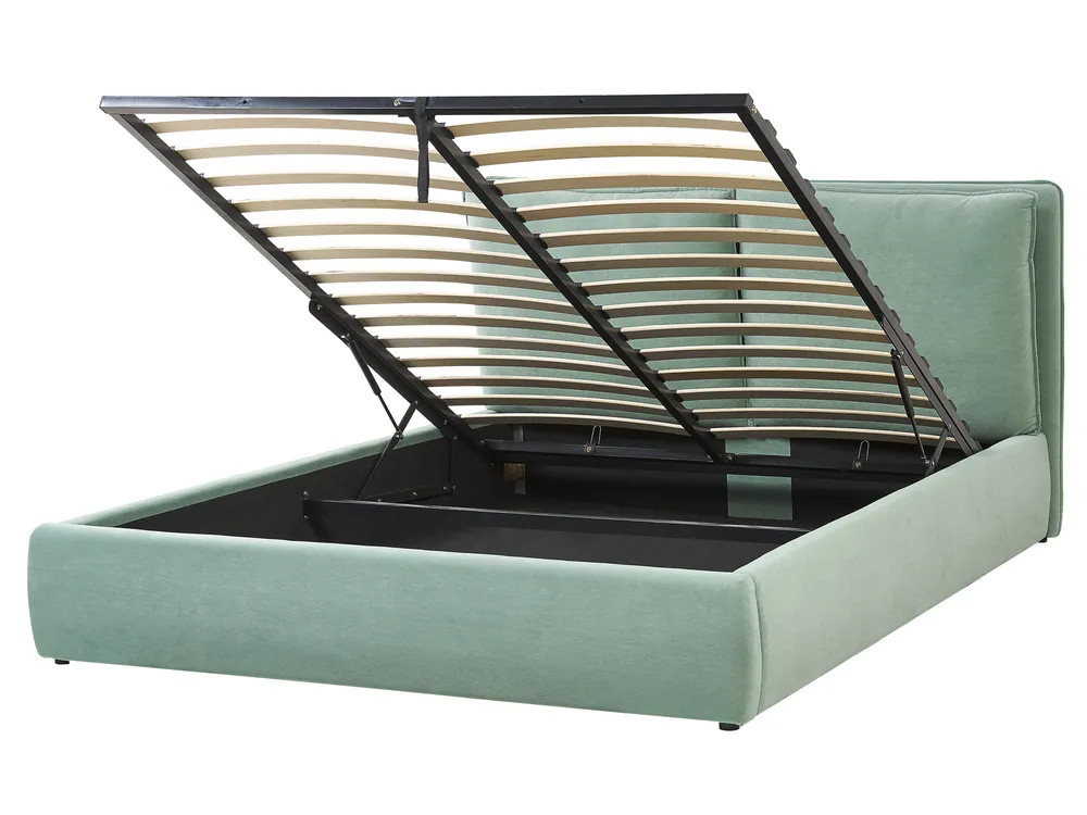 Ottoman Bed BAJONNA Velvet Mint Green 160 x 200 cm (EU King Size)