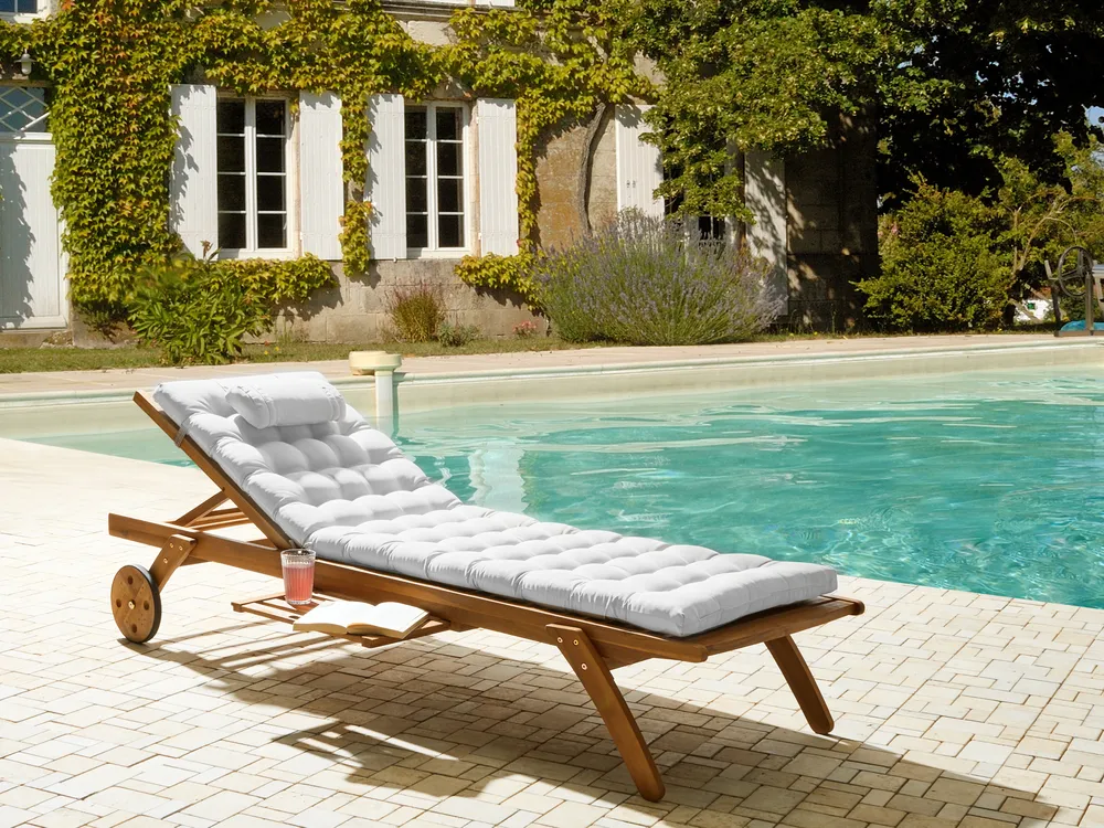 Sun Lounger Pad Cushion CESANA PREMIUM 192 x 56 cm Off-White