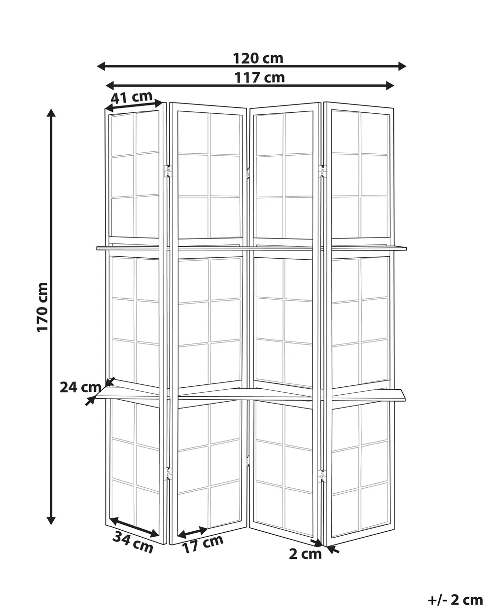 Rumsavdelare med 4 paneler GOMAGOI 120 cm 170 cm Svart_874166