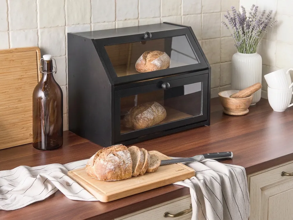 Bread Bin CROUTE Bamboo Black