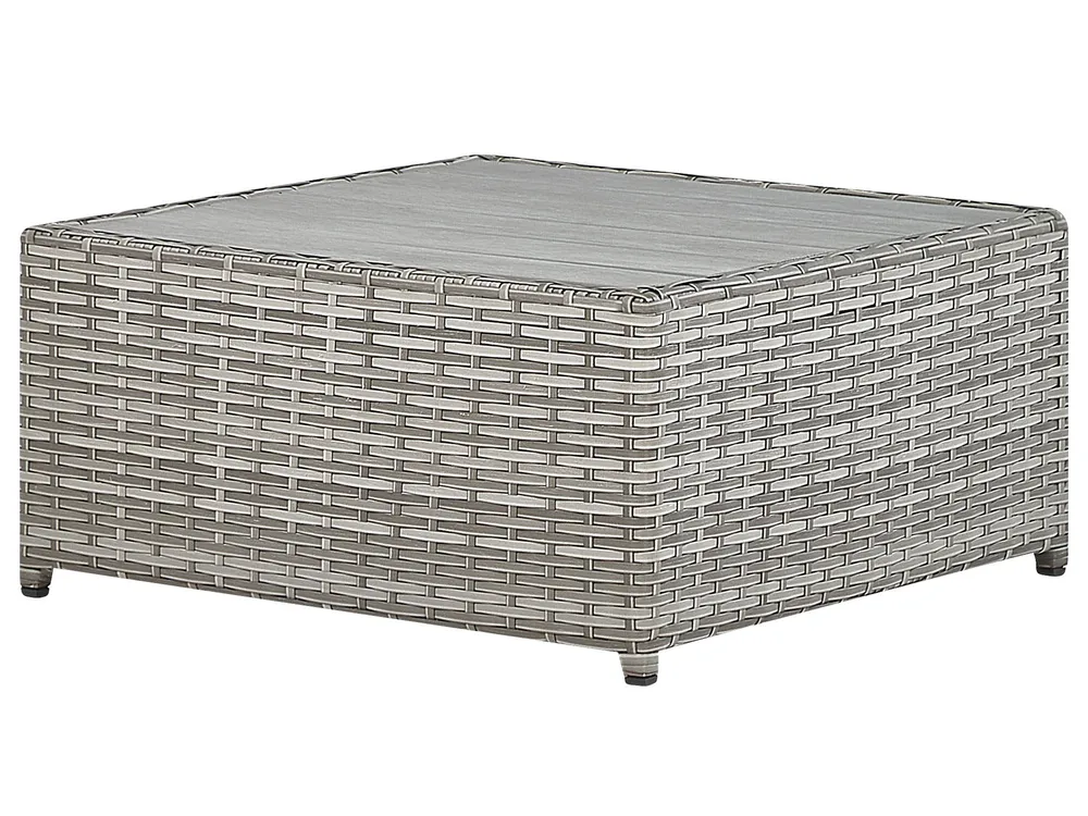 Garden Corner Sofa with Table 5 Seater SABBIA Modular PE Rattan Light Grey Left Hand_809001
