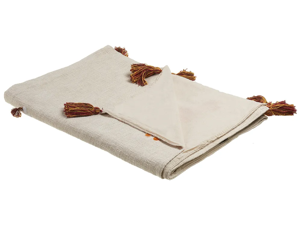 Blanket KHANDWA Cotton 130 x 180 cm Beige