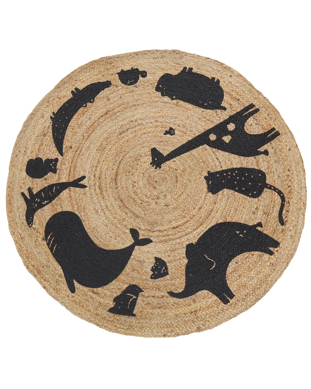 Kids Rug EARTH Beige ø 120 cm Jute