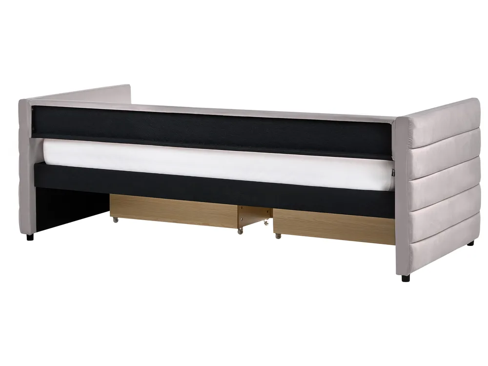 Dagbädd med förvaring MARRAY Sammet Ljusgrå 90 x 200 cm_1069219