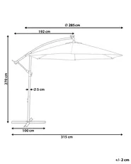 Cantilever Parasol LED 285 cm CORVAL Graphite Grey_778667