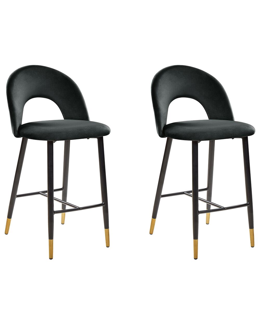 Set med 2 barstolar FALTON Sammet Svart