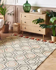 Matta HAJIPUR Beige 140 x 200 cm Bomull_1080832