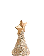 Set of 2 Christmas Decorations ASPO 32/41 cm Christmas Tree Off-White/ Gold_1175719