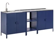 3 Piece Outdoor Kitchen Set with Sink VILAMA Blue Metal_974598