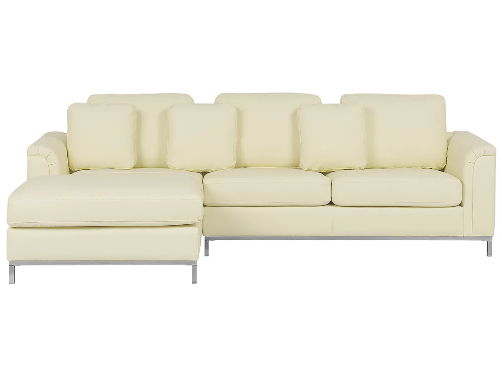 Corner Sofa 4 Seater OSLO Leather Light Beige Right Hand