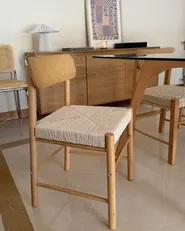 Set of 2 Dining Chairs DIGNE Wood Light Brown_1076690