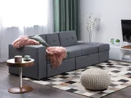 Sofa Bed 3 Seater FALSTER with Storage Fabric Dark Grey_751411