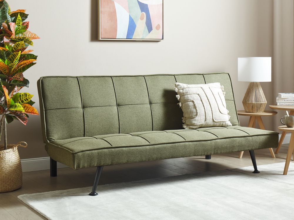 Sofa Bed 3 Seater HASLE Fabric Olive Green