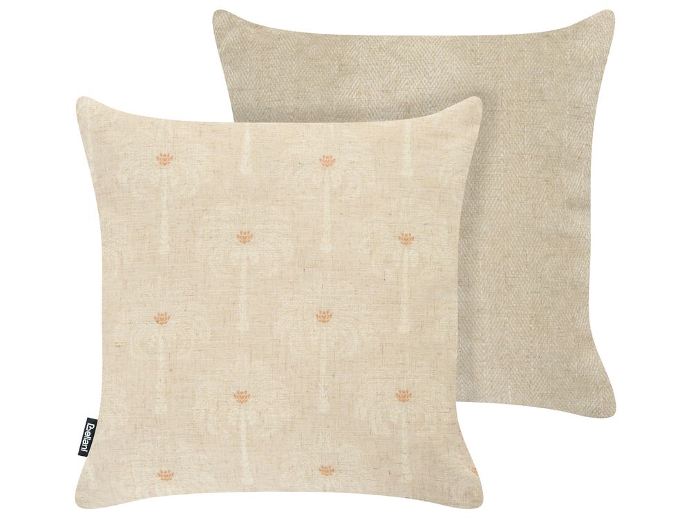 Ulkotyynysetti 2 kpl CALIA Kasvikuvio 45 x 45 cm Beige