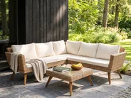 Garden Corner Sofa with Table 6 Seater VITTORIA PE Rattan Off-White_1090667
