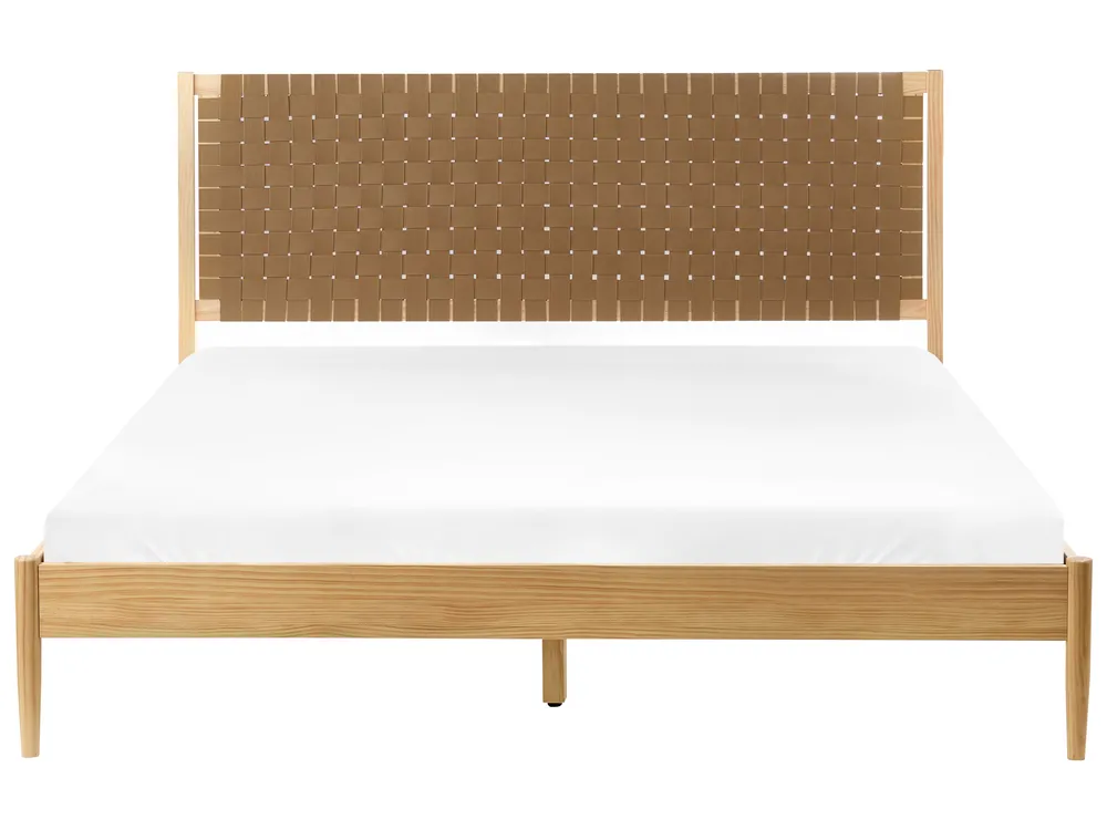 Bed Pine Wood BRUNEMONT 180 x 200 cm (EU Super King) Light Brown_1020239