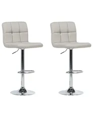 Set of 2 Bar Chairs MARION Swivel Light Beige_688932