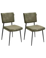 Set of 2 Dining Chairs STURGIS Corduroy Olive Green_1022369