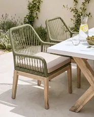 Set of 2 Garden Chairs with Cushions OLBIA Olive Green_1073631
