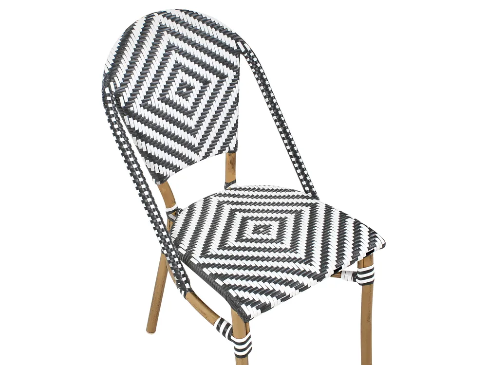 Garden Dining Set 4 Seater RIFREDDO PE Rattan Black/ White_990504