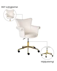 Skrivbordsstol VELENCIA Sammet Off-White_1065160